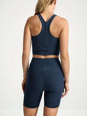 Beyond Yoga gym set refocus tank & high rise biker shorts in nocturnal navy S/M